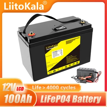 LiitoKala 12,8 v lifepo4 baterie 100AH pro Start start vozidla auto měnič Golf cart UPS Domácí spotřebiče Střídač +14.6V20A