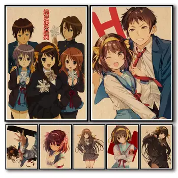 42 Vzory Anime Zmizení Haruhi Suzumiya Kraftpaper Plakát Kresby Homedecal Zdi Nálepka pro Coffee House Bar