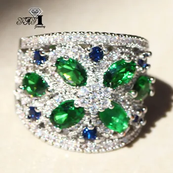 YaYI Šperky Nové Letní Princezna Řezu Zelené Smaragd Přírodní Zirkon Stříbrná Barva Zásnubní Svatební Party Kroužky