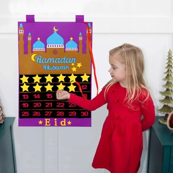 Eid Mubarak DIY Cítil Ramadan Kalendář S Kapsou pro Děti Dárky Odpočítávání Kalendář Muslimský Balram Party Dekor Ramadan Kareem