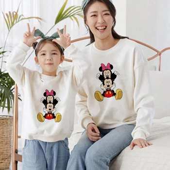Disney Roztomilý Minnie Mickey Tisk Unisex Mikina Cartoon Máma a Dcera Tričko Mikiny Rodina Vypadat Top Svetr Oblečení