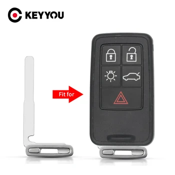 KEYYOU Pro Volvo XC70 XC90 V50 V70 S60 Smart Card Malé Auto Klíč Prázdné Keyless Entry Dálkové Auto Uncut-li Vložit Nouzové Blade
