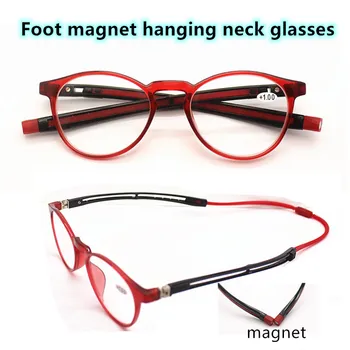 TR90 Unisex Ultralight Magnet Visí na Krku Brýle na Čtení, lupa Ženy Muži Nastavitelné Nohy Presbyopie Brýle +1.0~+4.0