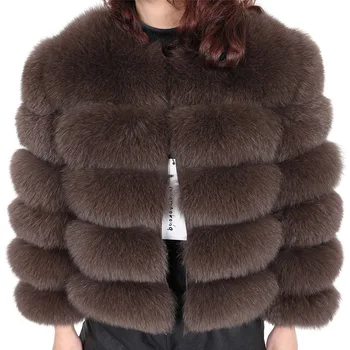 maomaokong 2022 Zimní Ženy Nový styl Real Fox Kožešiny kabát Krátký Fashion Shopping Party Bunda Podzimní a Zimní Dámské Oblečení
