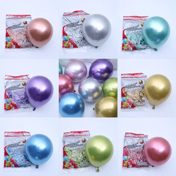 50ks/balení 10 palcový Lesklý Kov Pearl Latexové Balónky Silný Chrome Metallic Balónky Strana, Narozeniny, Dekorace