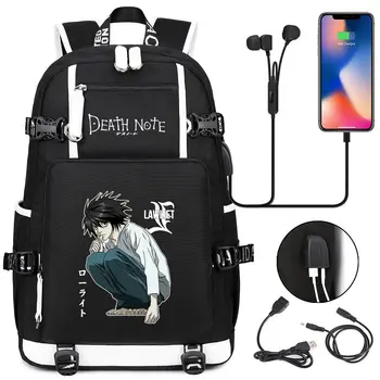 Hot Anime Death Note L·Lawliet Yagami Light Batoh Školní Tašky, Batoh Muži Ženy USB Cestovní Notebook Tašky přes Rameno Dárek