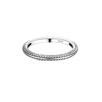 MĚ Pavé Prsten 925 Sterling Silver Šperky Zásnubní Snubní Prsteny pro Ženy Strana Dárek Bague Femme 2021 Nové