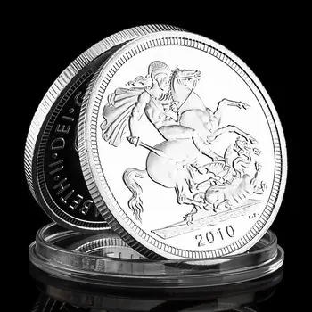 St. George a The Dragon Suvenýr Stříbrné Pozlacené Mince Sběratelskou Dárek Minci Elizabeth II Vzor Pamětní Mince