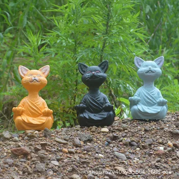 2021 Náladový Black Buddha Kočka Figurka Meditace, Jóga Sběratelskou Happy Cat Art Decor Sochy, Zahradní Sochy Domova