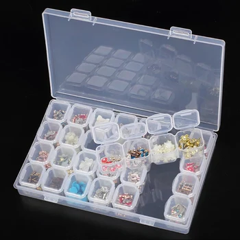 28 Slots Diamond Vyšívání, Malování Box Příslušenství věci Jasné plastové Korálky Displej Skladování Krabic pilulku případě Cross Stitch Nástroje