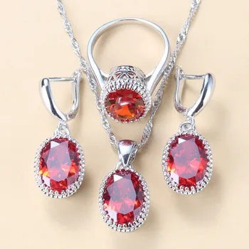 AAA+ Kvalitní Červený Granát svatební Svatební Kostým Náhrdelník A Náušnice Módní Šperky 2022 Nastavit Celý Prodej