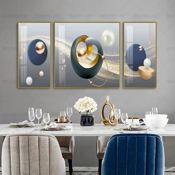 Nordic Luxusní Plakáty a Tisky na Plátno Obraz Abstraktní Geometrie Zlaté Linky Wall Art Obraz pro Obývací Pokoj Moderní Domácí Výzdoba